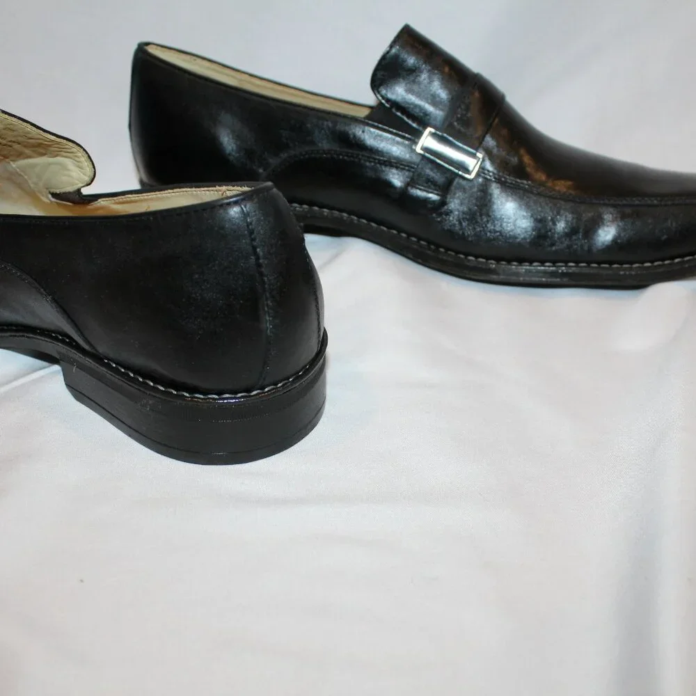 NEW SANDRO‎ MOSCOLONI MEN'S BLACK LEATHER MOC TOE LOAFER SZ 13